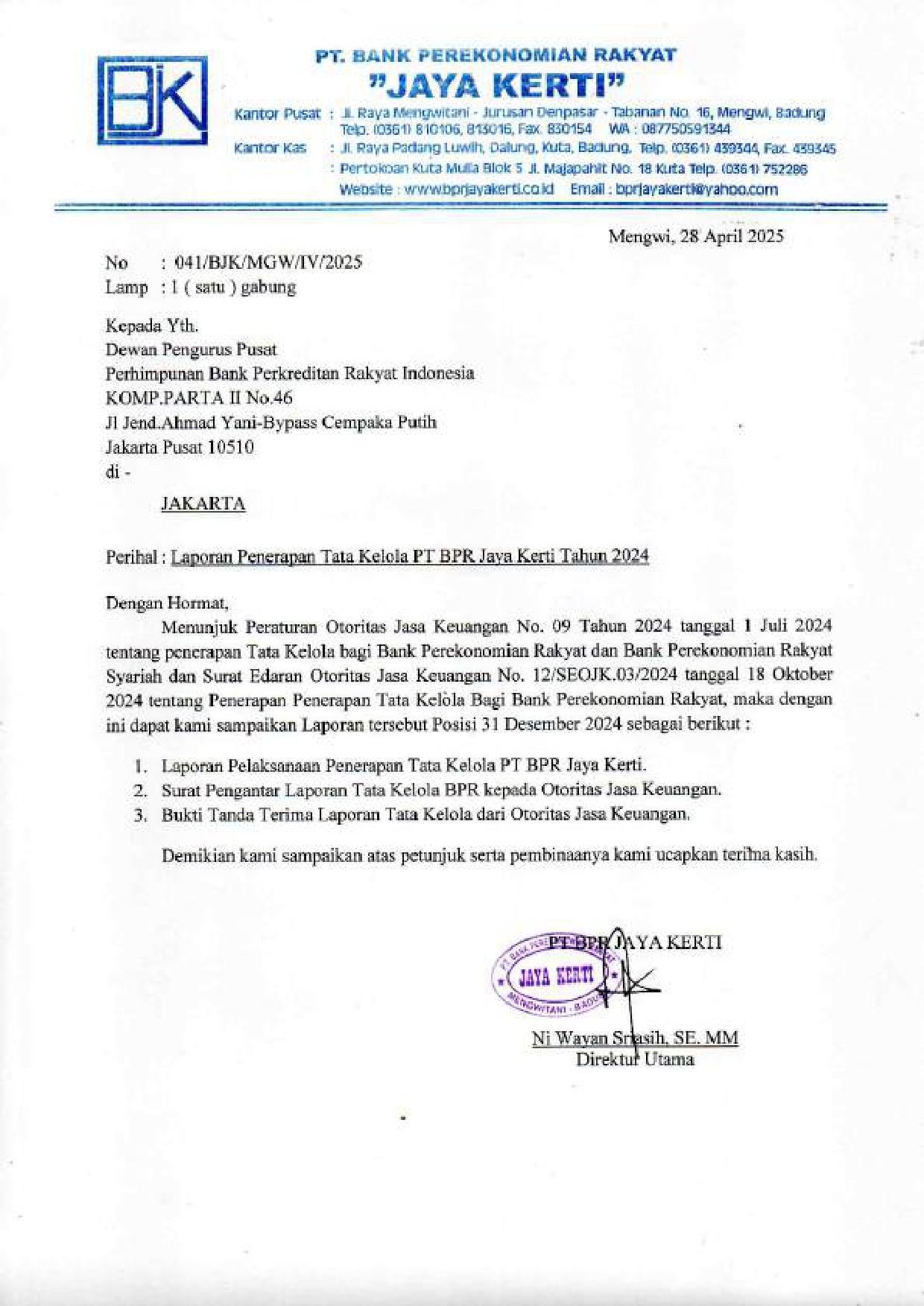 Laporan Penerapan Tata Kelola PT BPR Jaya Kerti Tahun 2024_page-0001_11zon